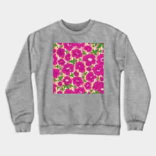 Retro Ramblin' Rose Pink and Green on Pink and Orange Stripes Crewneck Sweatshirt